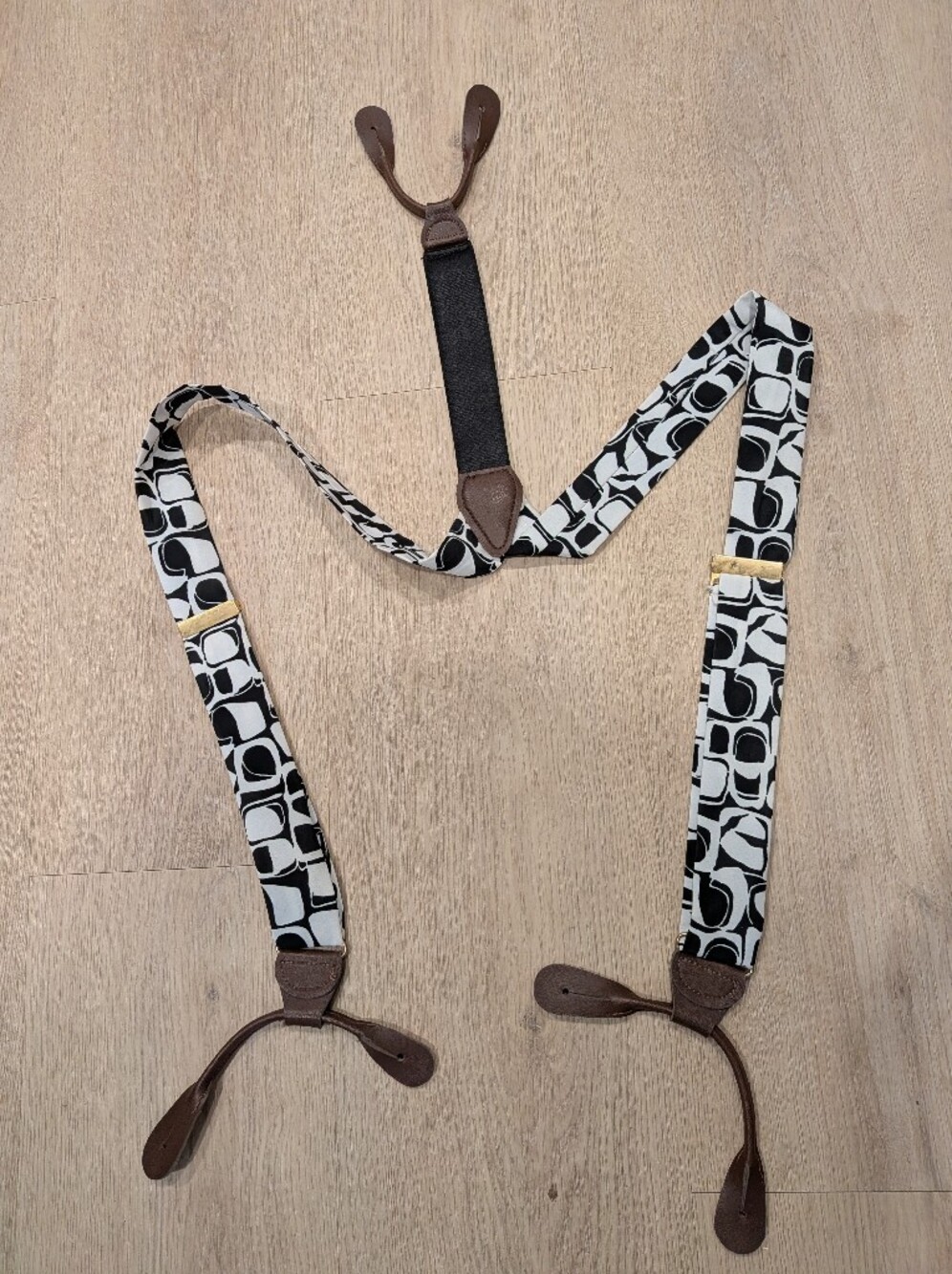 Geometric Adjustable Men’s Pelican USA Suspenders Silk & Leather